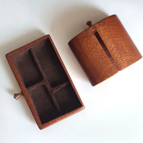 Bill Hardy Handmade Mahogany Jewelry Box, Curved Dresser Miniature Chest 1990s - Picture 9 of 9